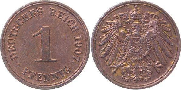 010n07G~1.2 1 Pfennig  1907G prfr!! J 010  