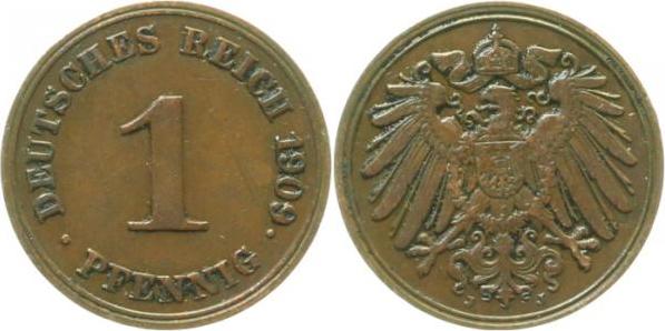 010n09J~2.5 1 Pfennig  1909J ss/vz J 010  