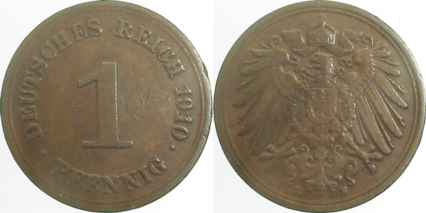 010n10E~2.5 1 Pfennig  1910E ss/vz J 010  