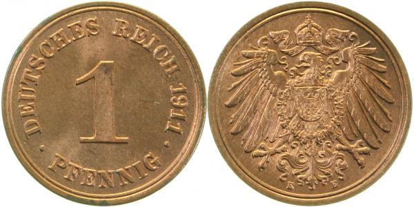 010n11E~1.1 1 Pfennig  1911E prfr/stgl J 010  