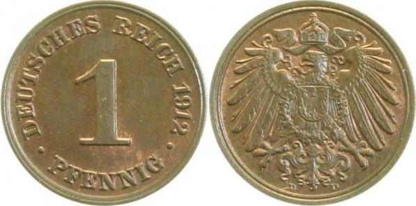 010n12D~1.1 1 Pfennig  1912D prfr/stgl J 010  