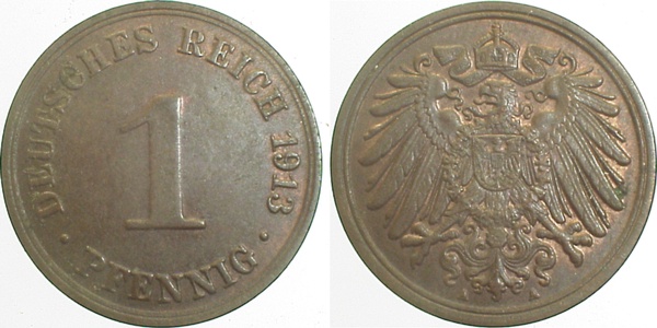 010n13A~1.5 1 Pfennig  1913A f.prfr. J 010  