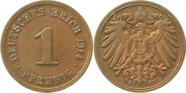 010n14F~2.5 1 Pfennig  1914F ss/vz J 010  