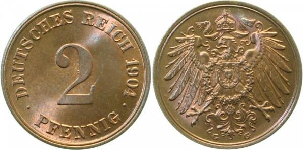 01104G~1.0 2 Pfennig  1904G stgl !!! J 011  