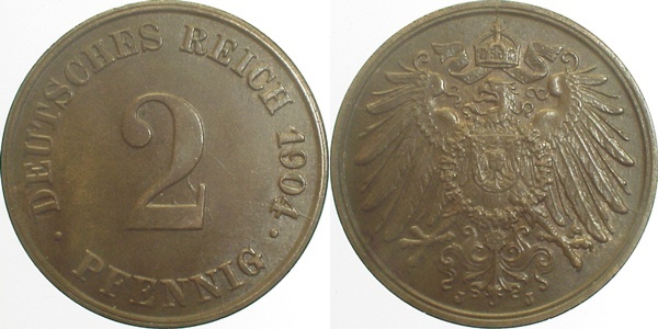 01104J~1.8 2 Pfennig  1904J vz+ !!! J 011  