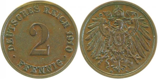 01110D~1.5 2 Pfennig  1910D vz/st!! J 011  