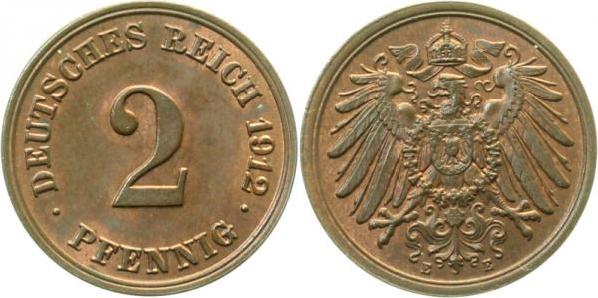 01112E~1.5 2 Pfennig  1912E vz/stgl J 011  