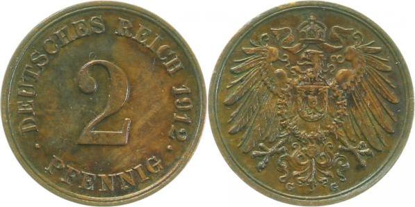 01112G~1.5 2 Pfennig  1912G f.prfr !! J 011  