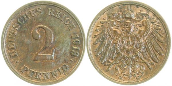 01113G~2.0 2 Pfennig  1913G vz J 011  