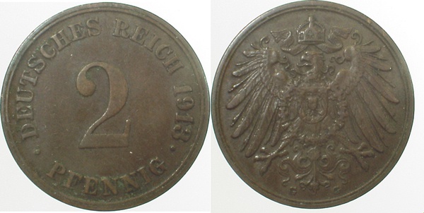 01113G~3.0 2 Pfennig  1913G ss J 011  