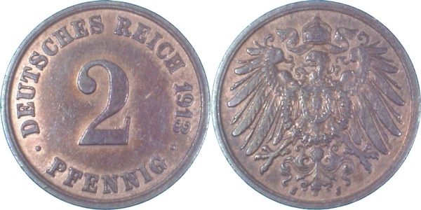 01113J~1.8 2 Pfennig  1913J vz+ J 011  