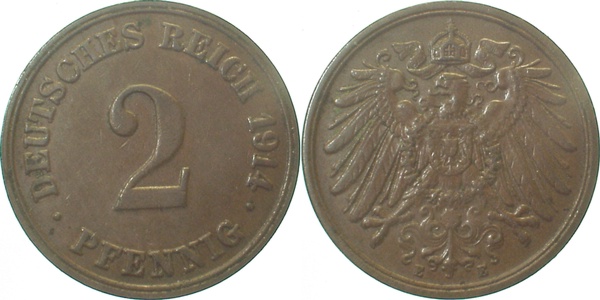 01114E~2.2 2 Pfennig  1914E vz- J 011  