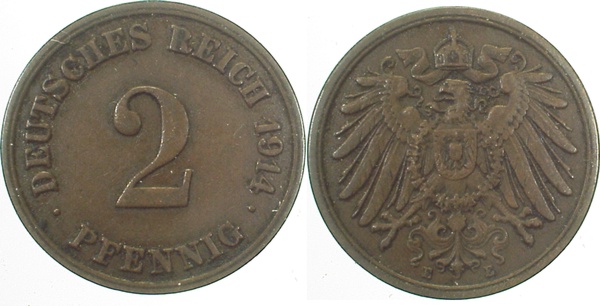 01114E~2.5 2 Pfennig  1914E ss/vz J 011  