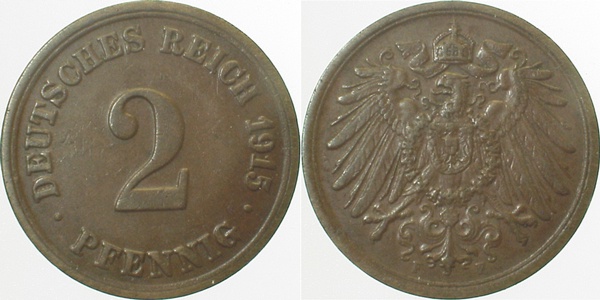 01115F~2.5 2 Pfennig  1915F ss/vz J 011  