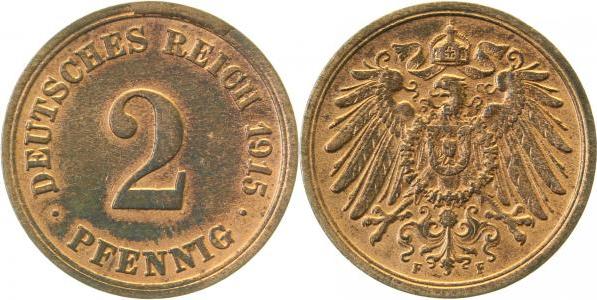 01115F~1.5 2 Pfennig  1915F vz/stgl J 011  