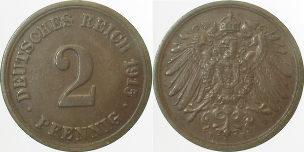01115F~2.5 2 Pfennig  1915F ss/vz J 011  