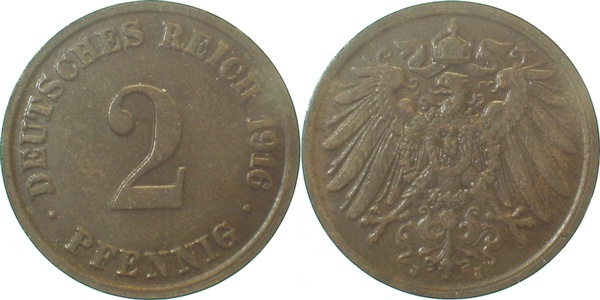 01116J~2.8 2 Pfennig  1916J ss+ J 011  