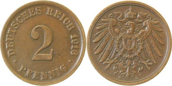 01116D~2.0 2 Pfennig  1916D vz J 011  