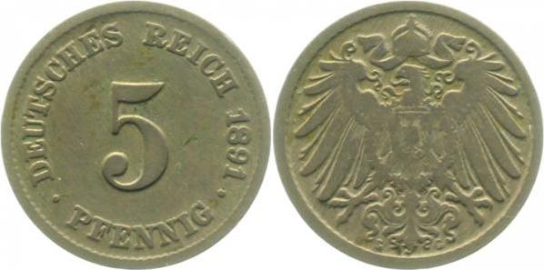 01291G~3.2 5 Pfennig  1891G ss- J 012  