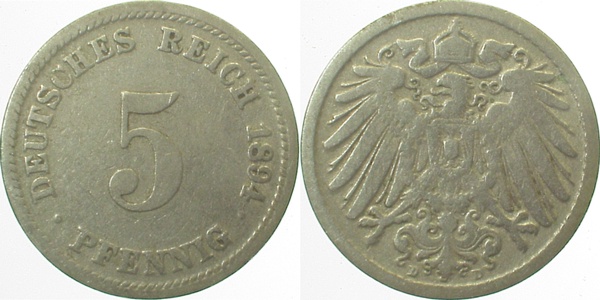 01294D~3.0 5 Pfennig  1894D ss J 012  