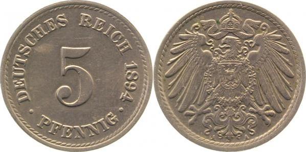01294A~1.5 5 Pfennig  1894A f.stgl. J 012  