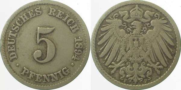 01294F~3.0 5 Pfennig  1894F ss J 012  
