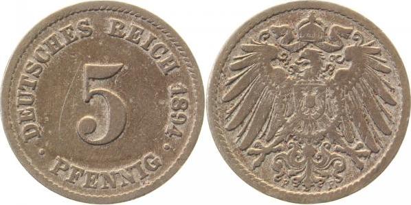 01294F~3.5 5 Pfennig  1894F s/ss J 012  