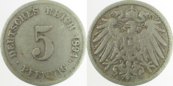 01294G~3.0 5 Pfennig  1894G ss J 012  