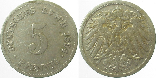 01294J~3.0 5 Pfennig  1894J ss J 012  