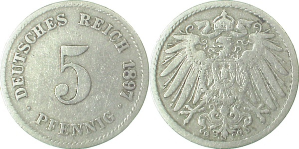 01297G~3.0 5 Pfennig  1897G ss J 012  