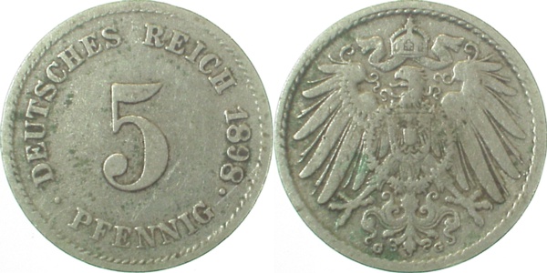 01298G~3.0 5 Pfennig  1898G ss J 012  