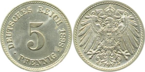 01298F~1.1 5 Pfennig  1898F prf/st !!!! J 012  