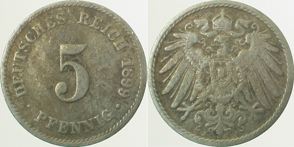 01299J~3.0 5 Pfennig  1899J ss J 012  