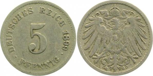 01299G~3.0 5 Pfennig  1899G ss J 012  