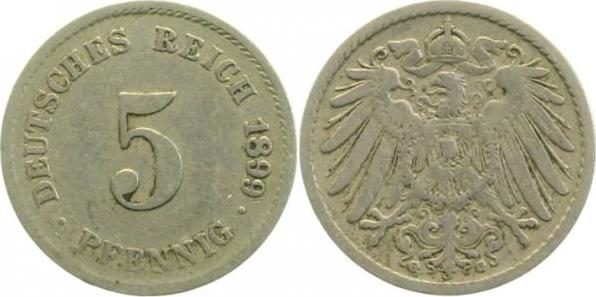 01299G~3.0 5 Pfennig  1899G ss J 012  