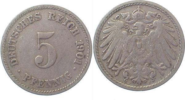 012n01J~3.0 5 Pfennig  1901J ss J 012  