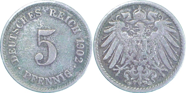 012n02G~3.0 5 Pfennig  1902G ss J 012  
