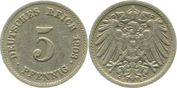 012n03E~2.5 5 Pfennig  1903E ss/vz J 012  