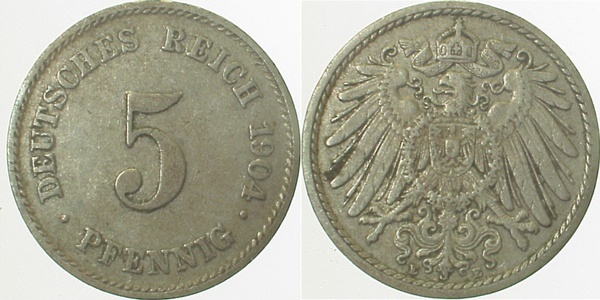 012n04E~3.0 5 Pfennig  1904E ss J 012  