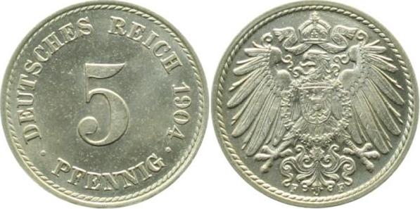 012n04F~1.0 5 Pfennig  1904F stgl !! J 012  