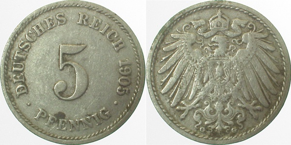 012n05G~3.0 5 Pfennig  1905G ss J 012  