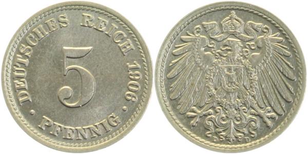 012n06D~1.2 5 Pfennig  1906D prfr J 012  