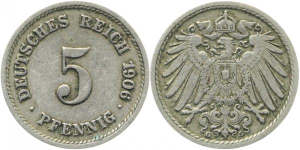 012n06G~2.5 5 Pfennig  1906G ss/vz J 012  