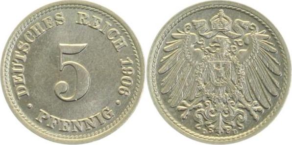 012n06D~1.2 5 Pfennig  1906D prfr J 012  