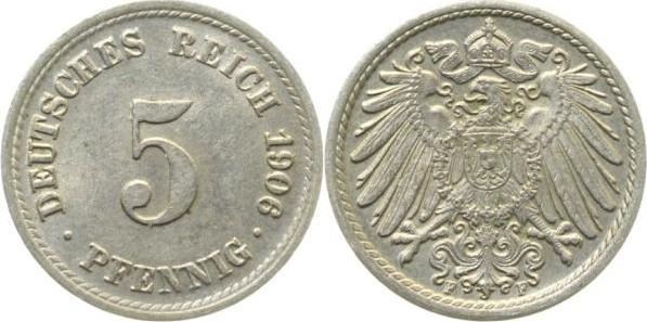 012n06F~2.0 5 Pfennig  1906F vz J 012  