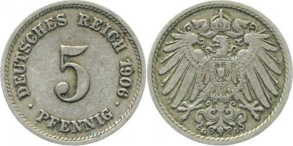 012n06G~2.5 5 Pfennig  1906G ss/vz J 012  