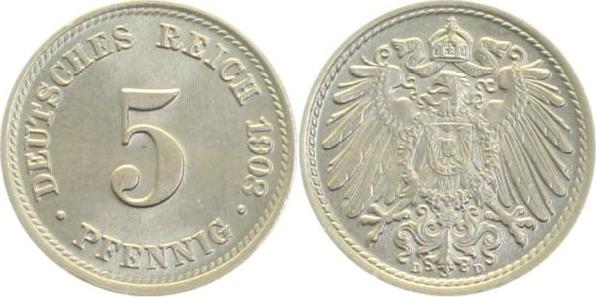 012n08D~1.1 5 Pfennig  1908D prfr/stgl. J 012  