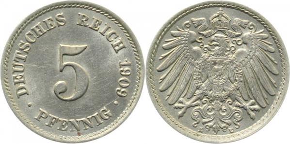 012n09E~1.5 5 Pfennig  1909E vz/st J 012  