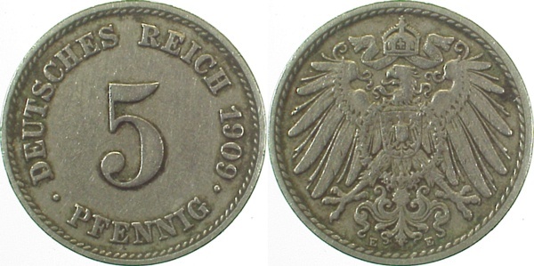 012n09E~3.0 5 Pfennig  1909E ss J 012  