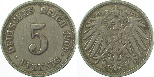 012n09E~3.0 5 Pfennig  1909E ss J 012  